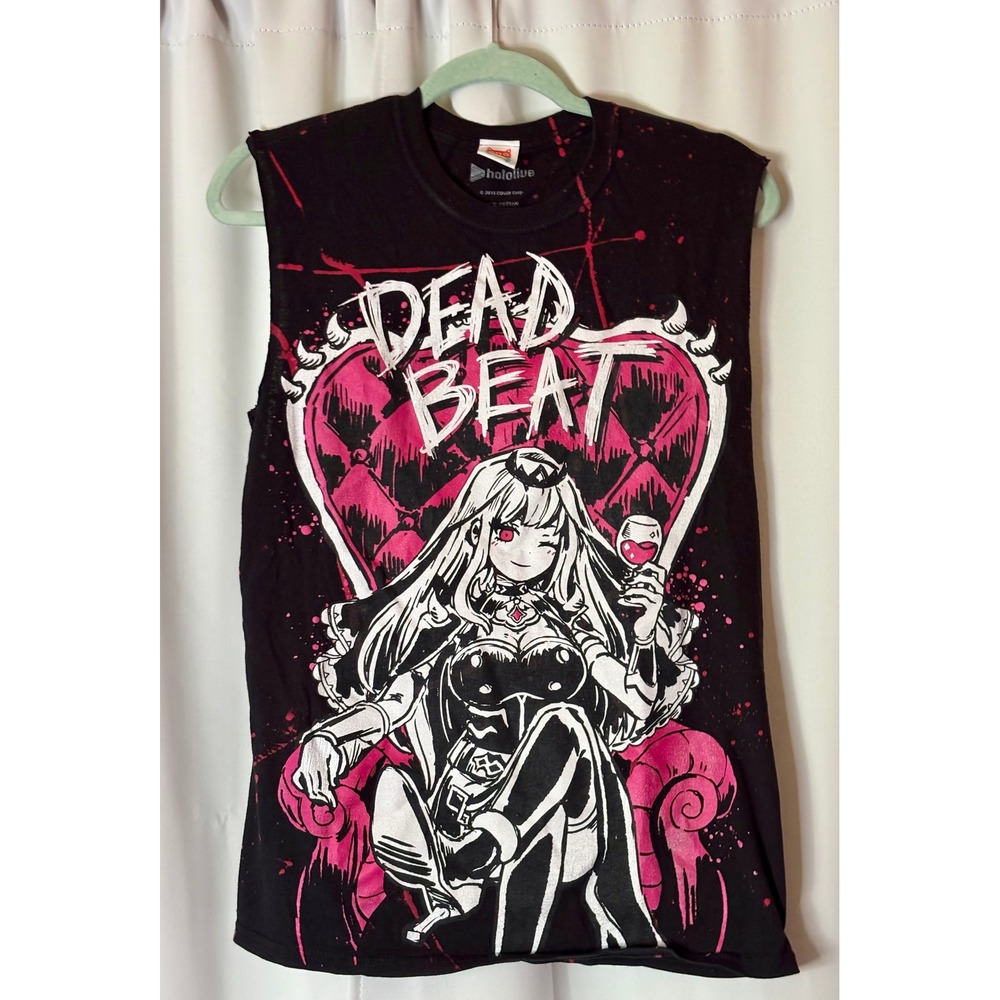 Hololive Omocat Mori Calliope Dead Beat Muscle AOP Splatter T Shirt Small Tuber